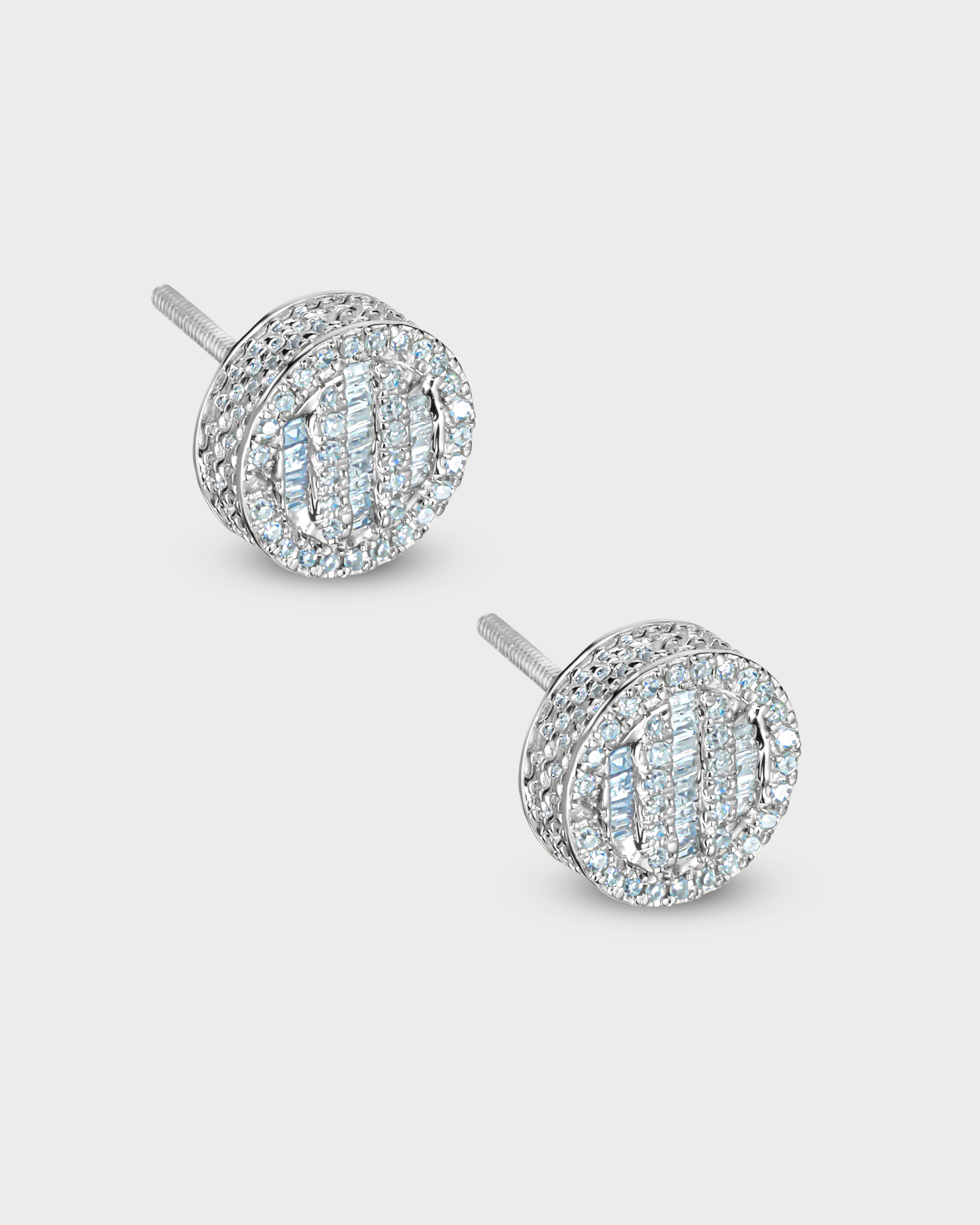 Oscar Circle Baguette Studs