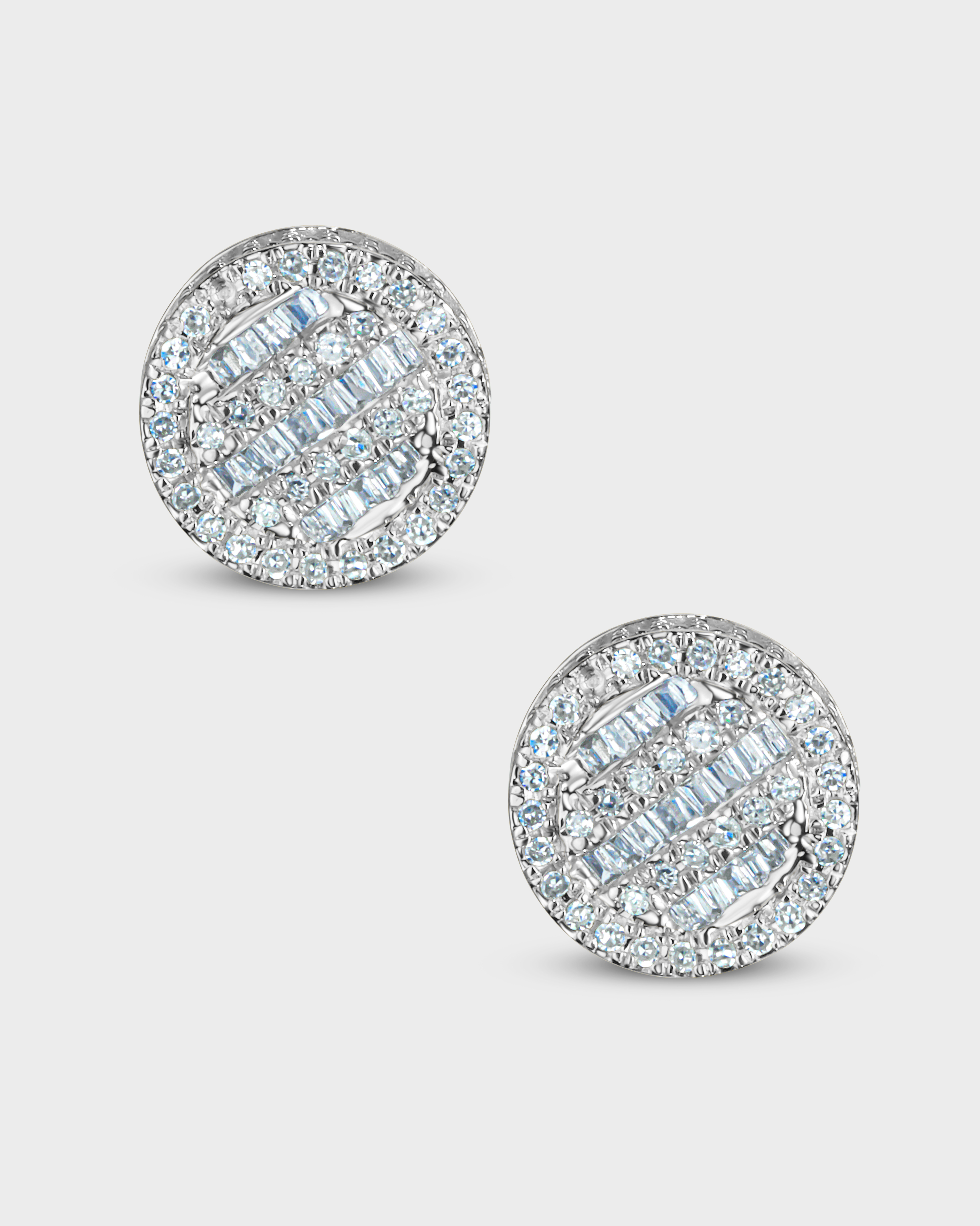 Oscar Circle Baguette Studs