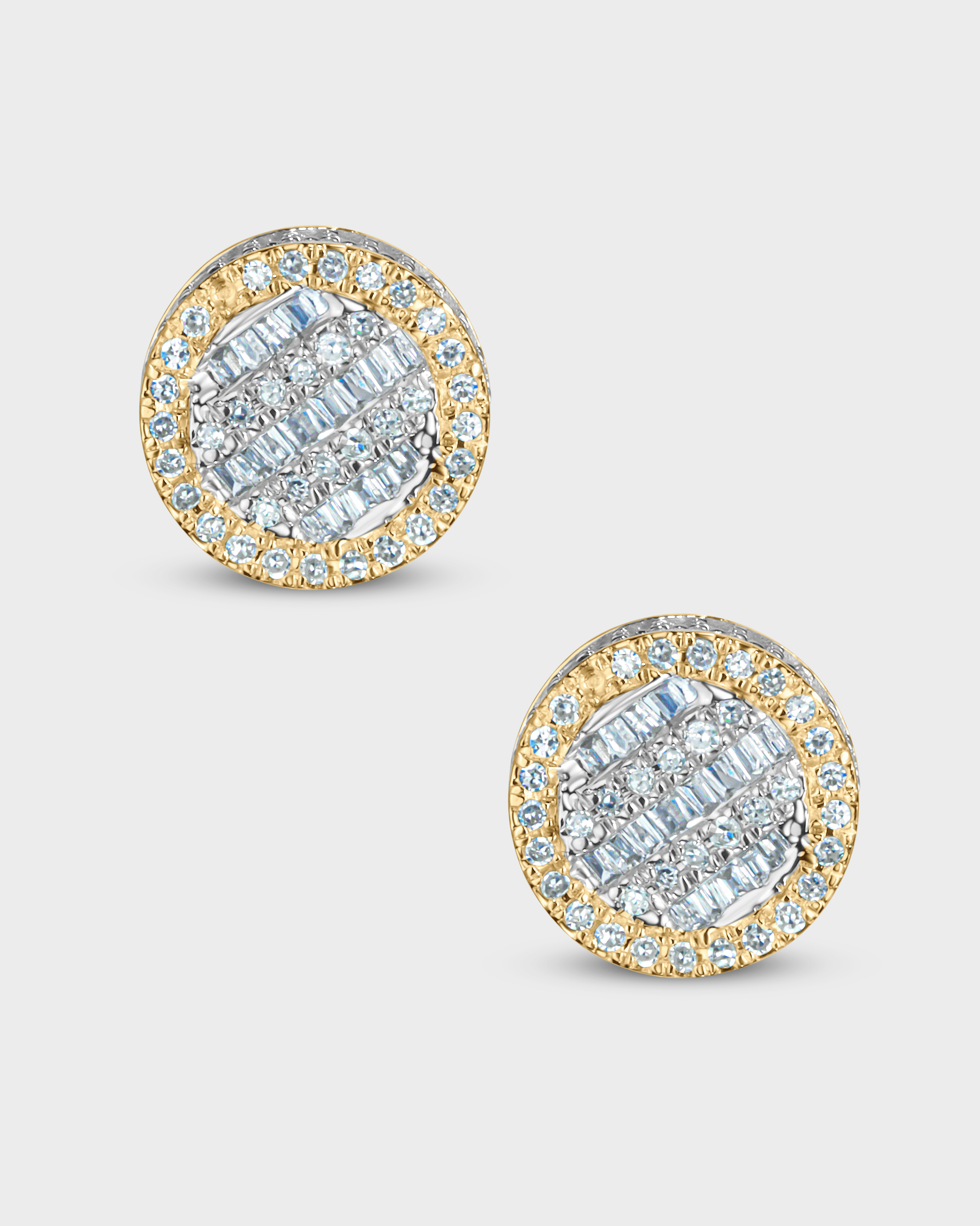 Oscar Circle Baguette Studs