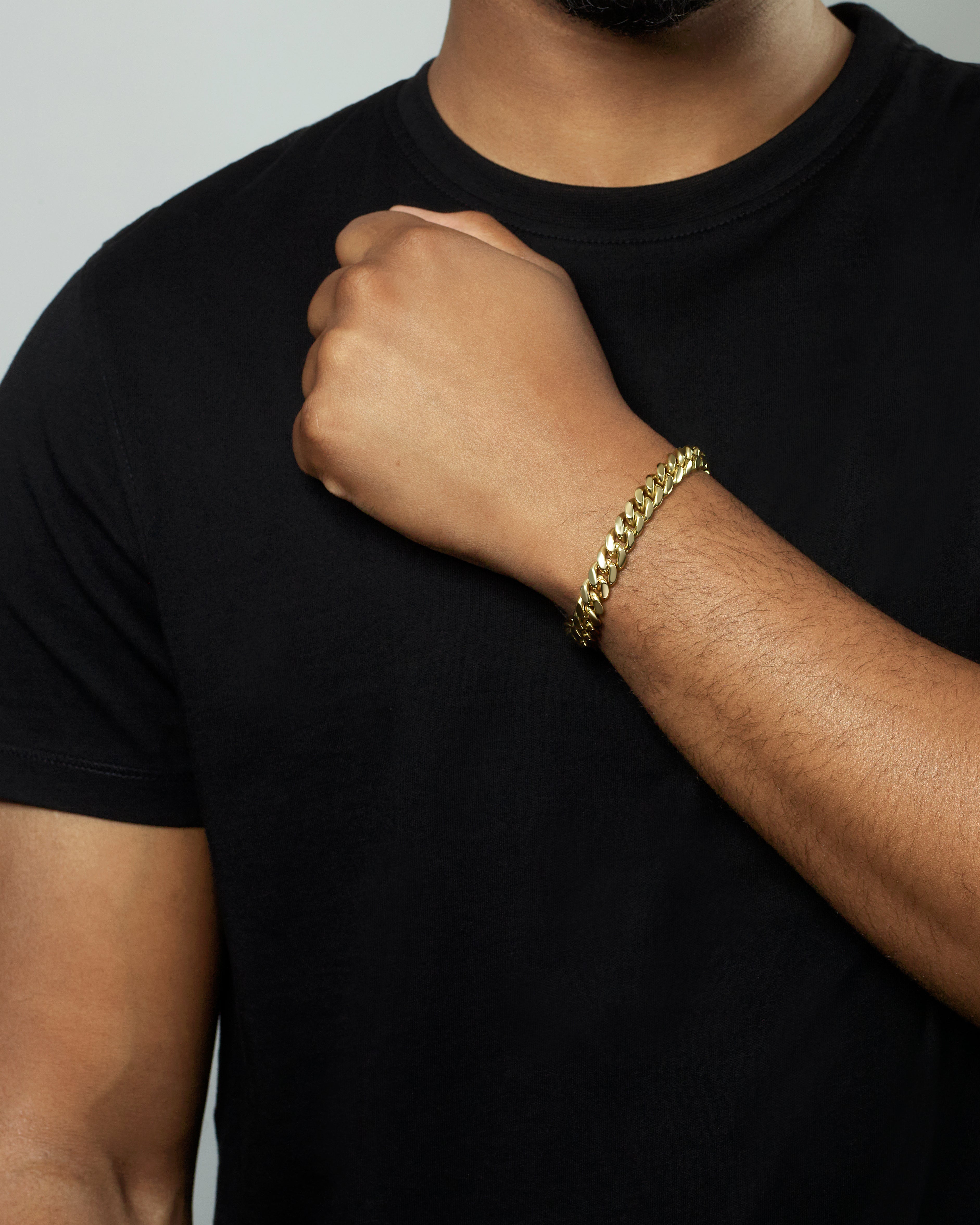 Pulsera de eslabones cubanos de Miami de oro de 7 mm