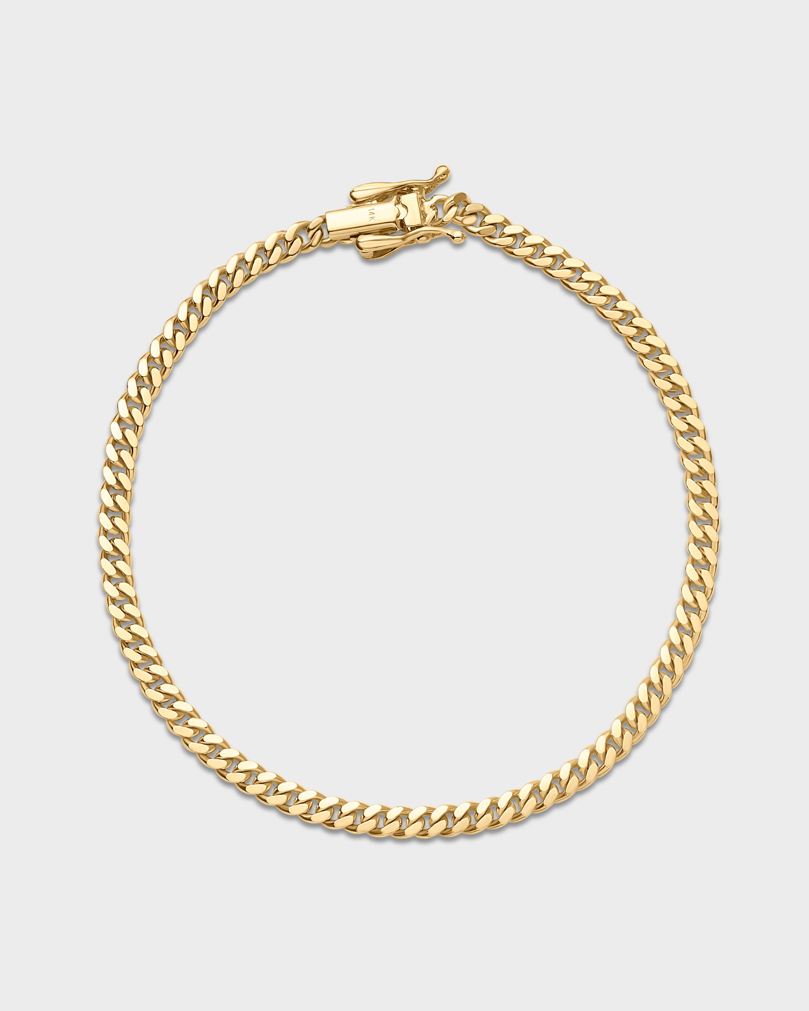Pulsera de eslabones cubanos de Miami de oro de 3 mm