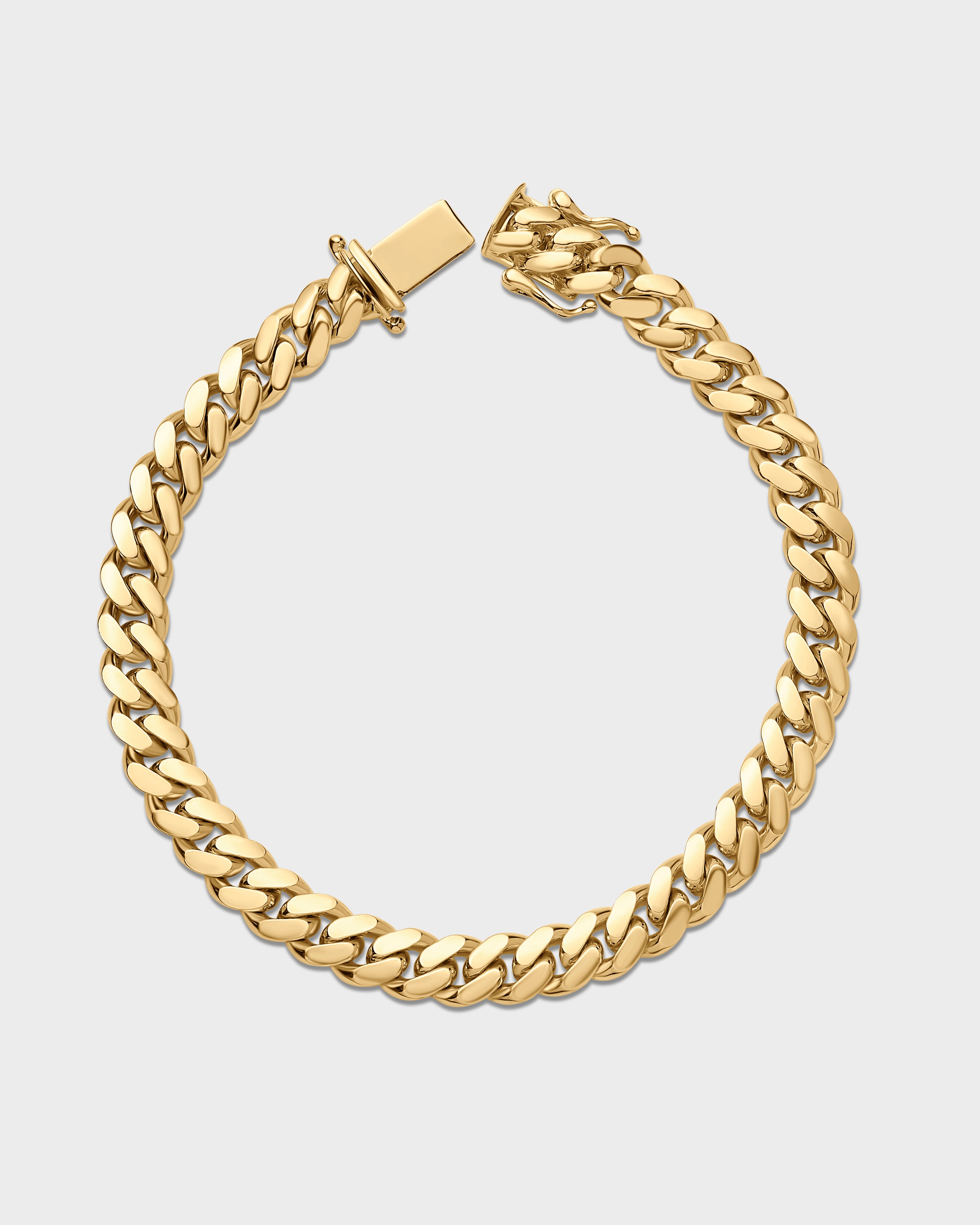Pulsera de eslabones cubanos de Miami de oro de 7 mm