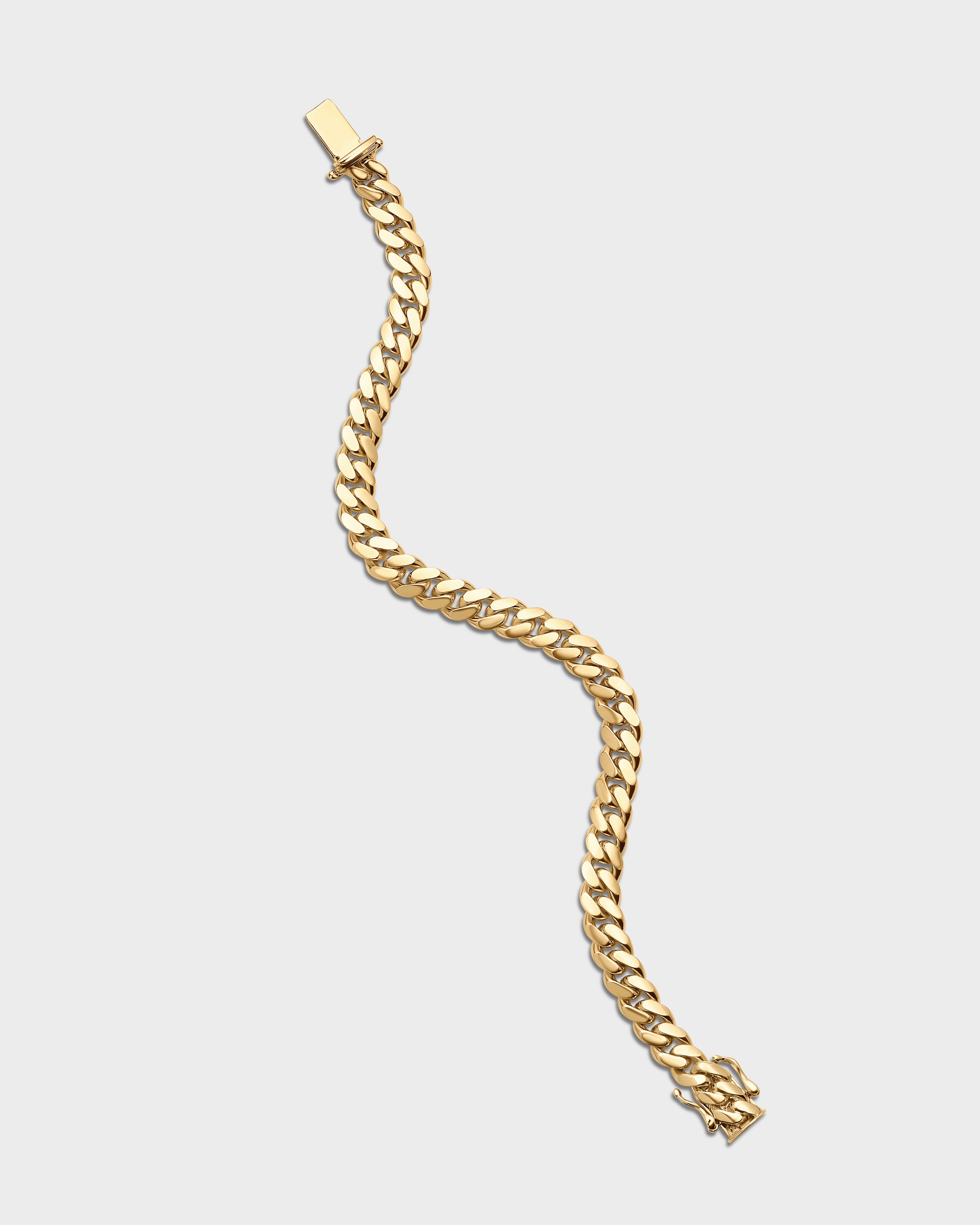 Pulsera de eslabones cubanos de Miami de oro de 7 mm