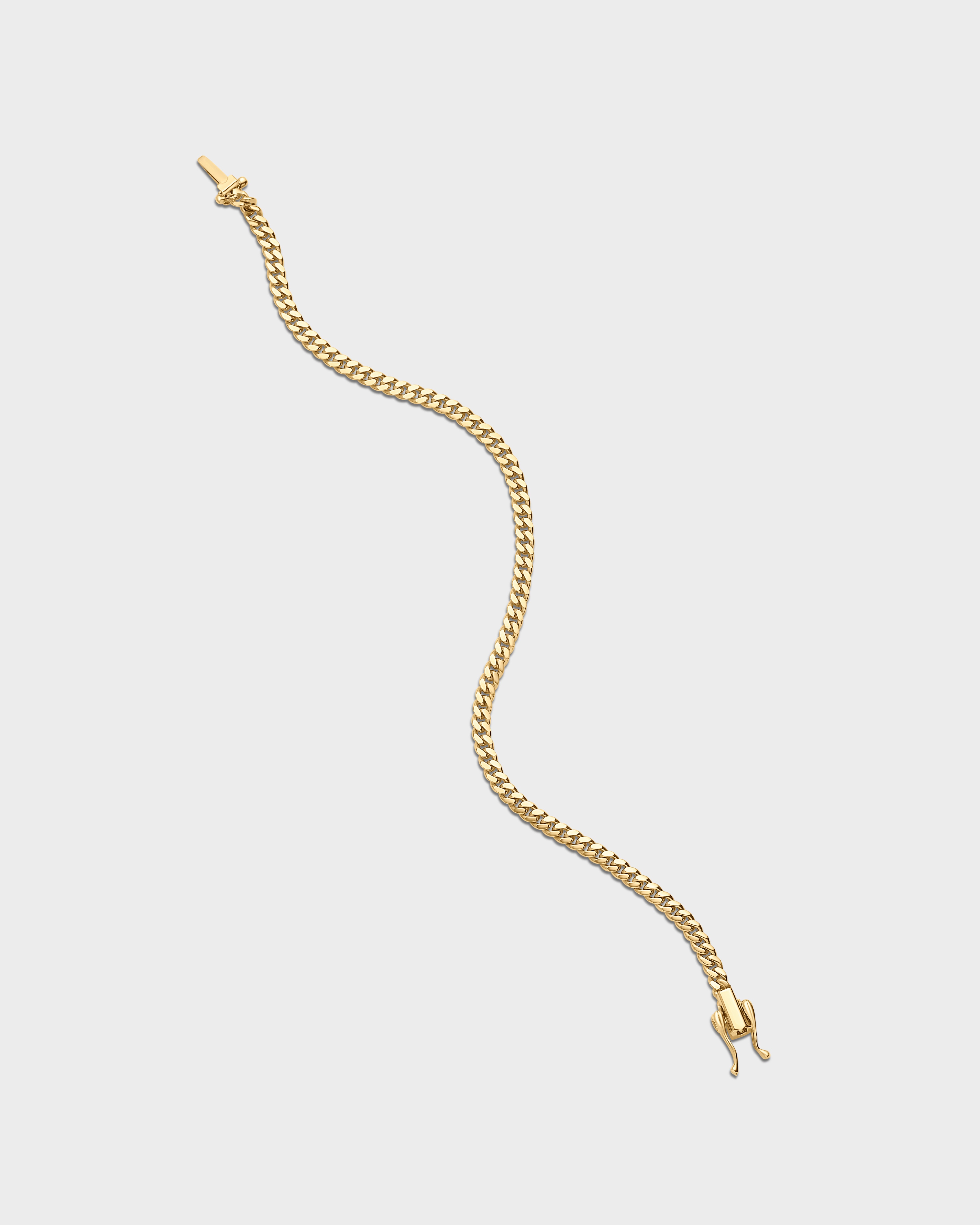 Pulsera de eslabones cubanos de Miami de oro de 3 mm