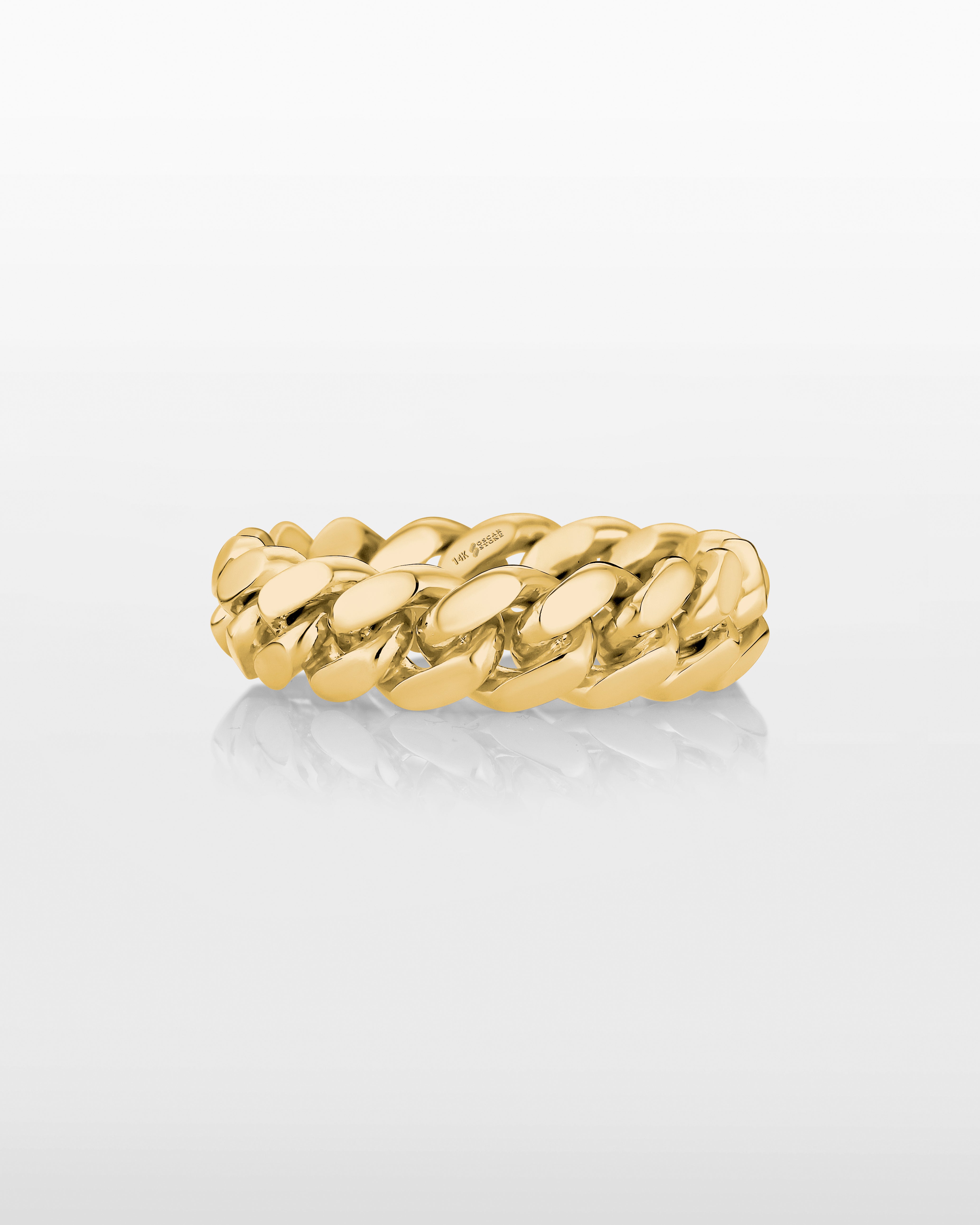 Anillo de eslabones cubanos de Miami de oro de 7 mm