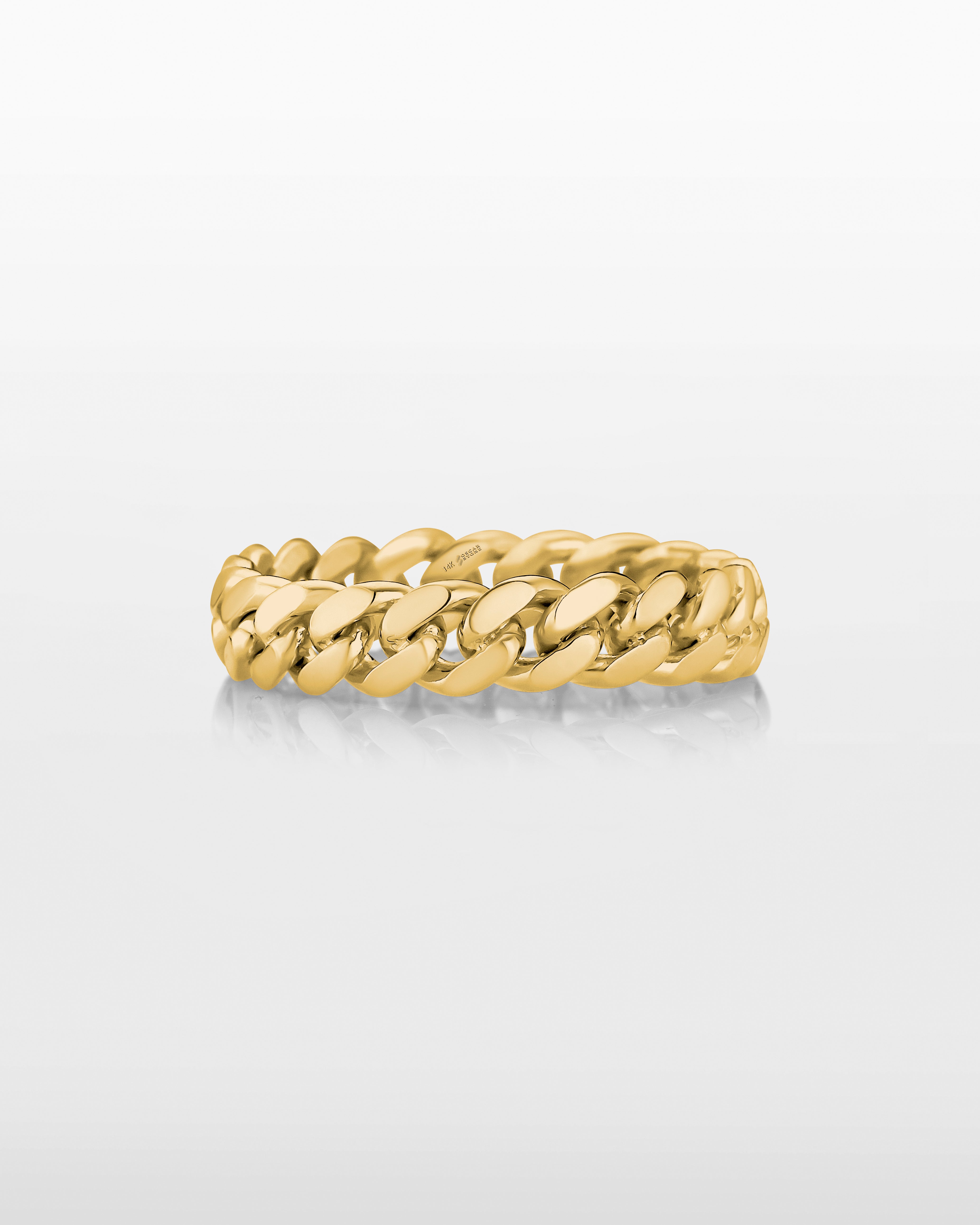 Anillo de eslabones cubanos de Miami dorados de 5 mm