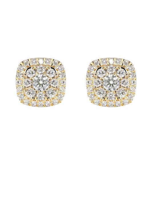 14K Yellow Gold Stud Diamond Earrings 0.75 CT