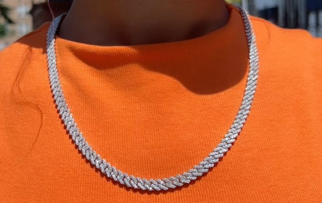 Shine Bright: Unveiling the 10K White Gold 5.33CT Iced Out Cuban Chain