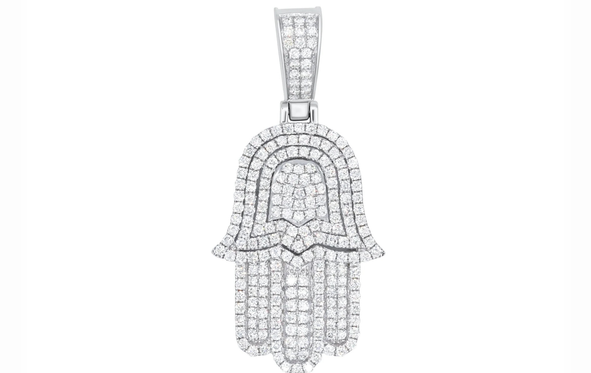 Iced Out Hamsa Hand Pendant from Oscar Stone Jewelry