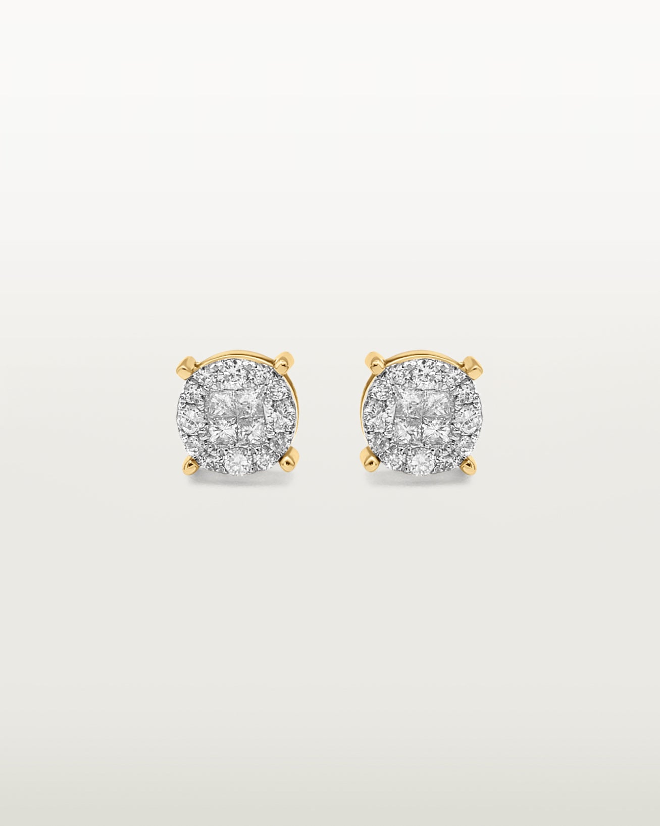 14K Radiant Cluster Diamond Studs Earrings