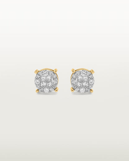 14K Radiant Cluster Diamond Studs Earrings