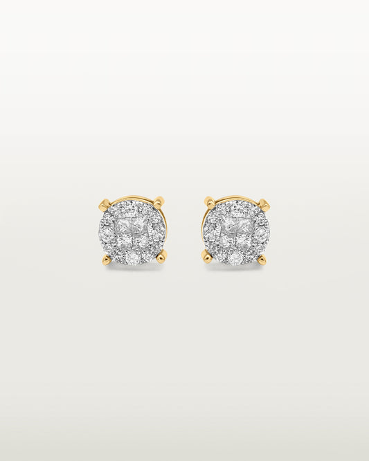 14K Radiant Cluster Diamond Studs Earrings