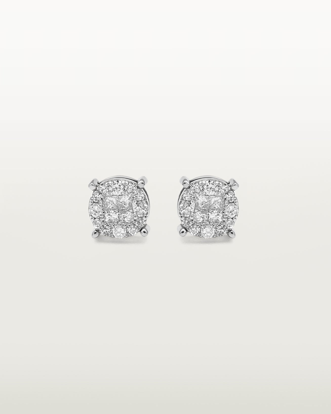 14K Radiant Cluster Diamond Studs Earrings