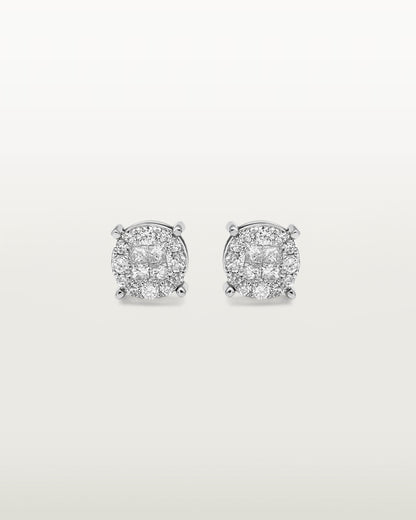 14K Radiant Cluster Diamond Studs Earrings