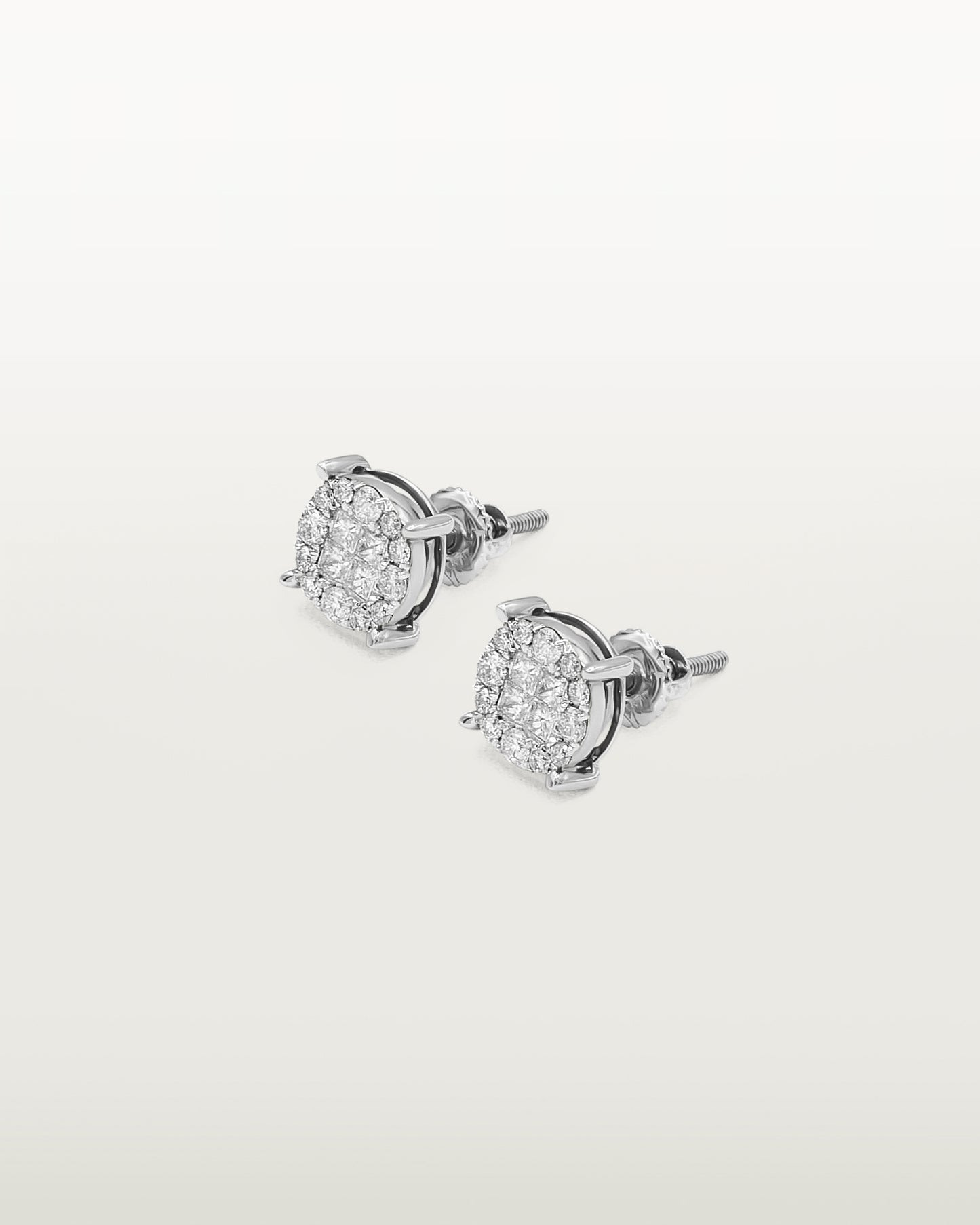 14K Radiant Cluster Diamond Studs Earrings