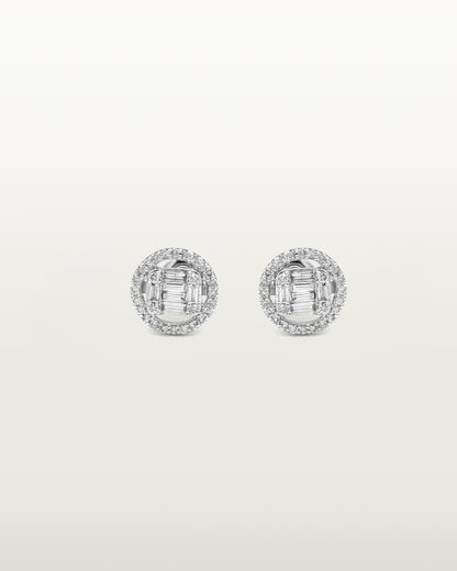 Luxe Baguette Halo Diamond Studs Earrings