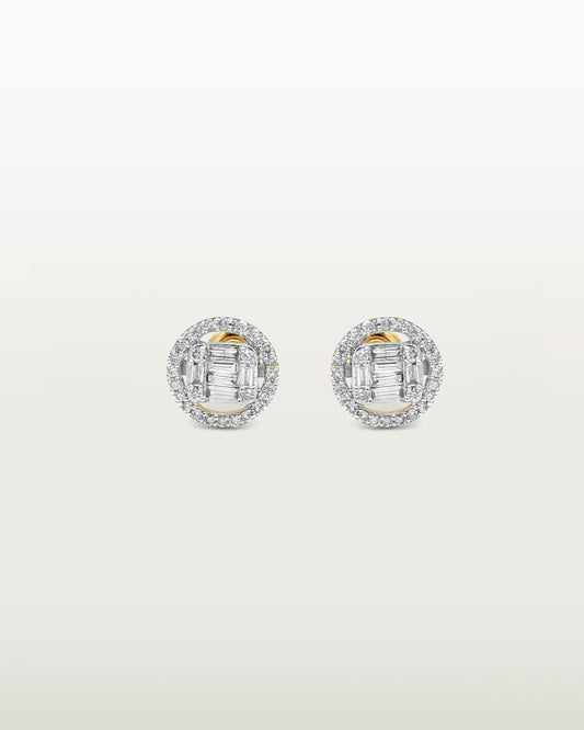 Luxe Baguette Halo Diamond Studs Earrings