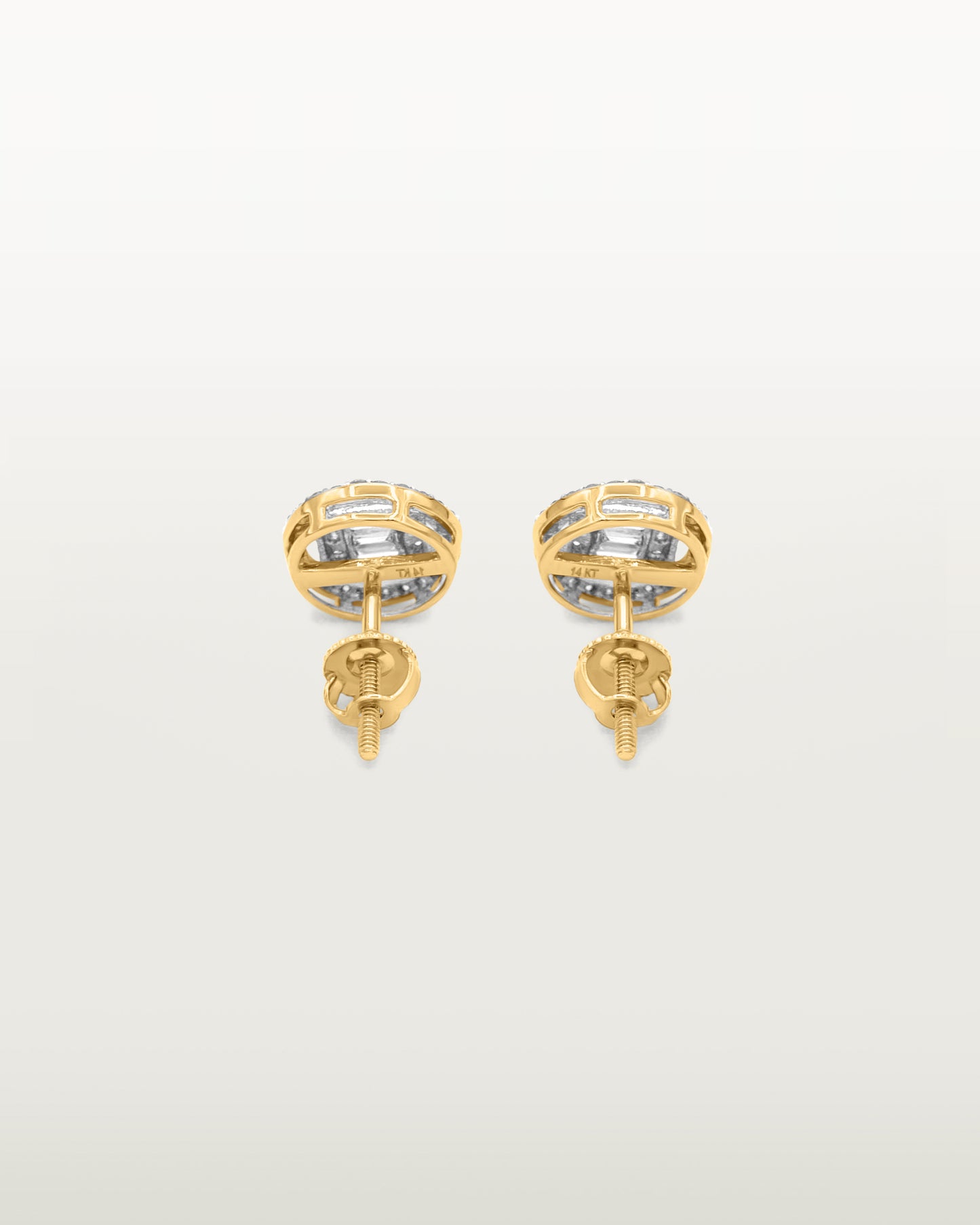 Luxe Baguette Halo Diamond Studs Earrings