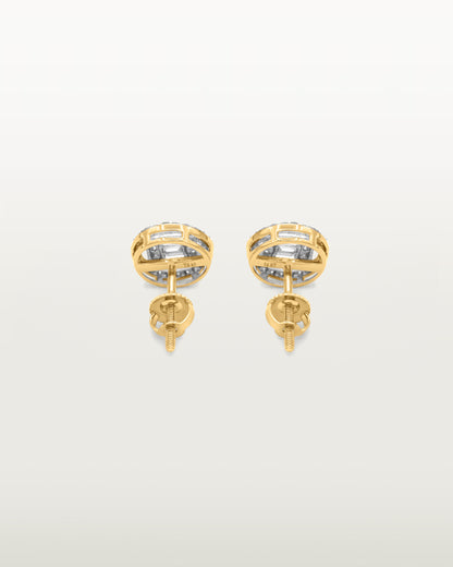 Luxe Baguette Halo Diamond Studs Earrings