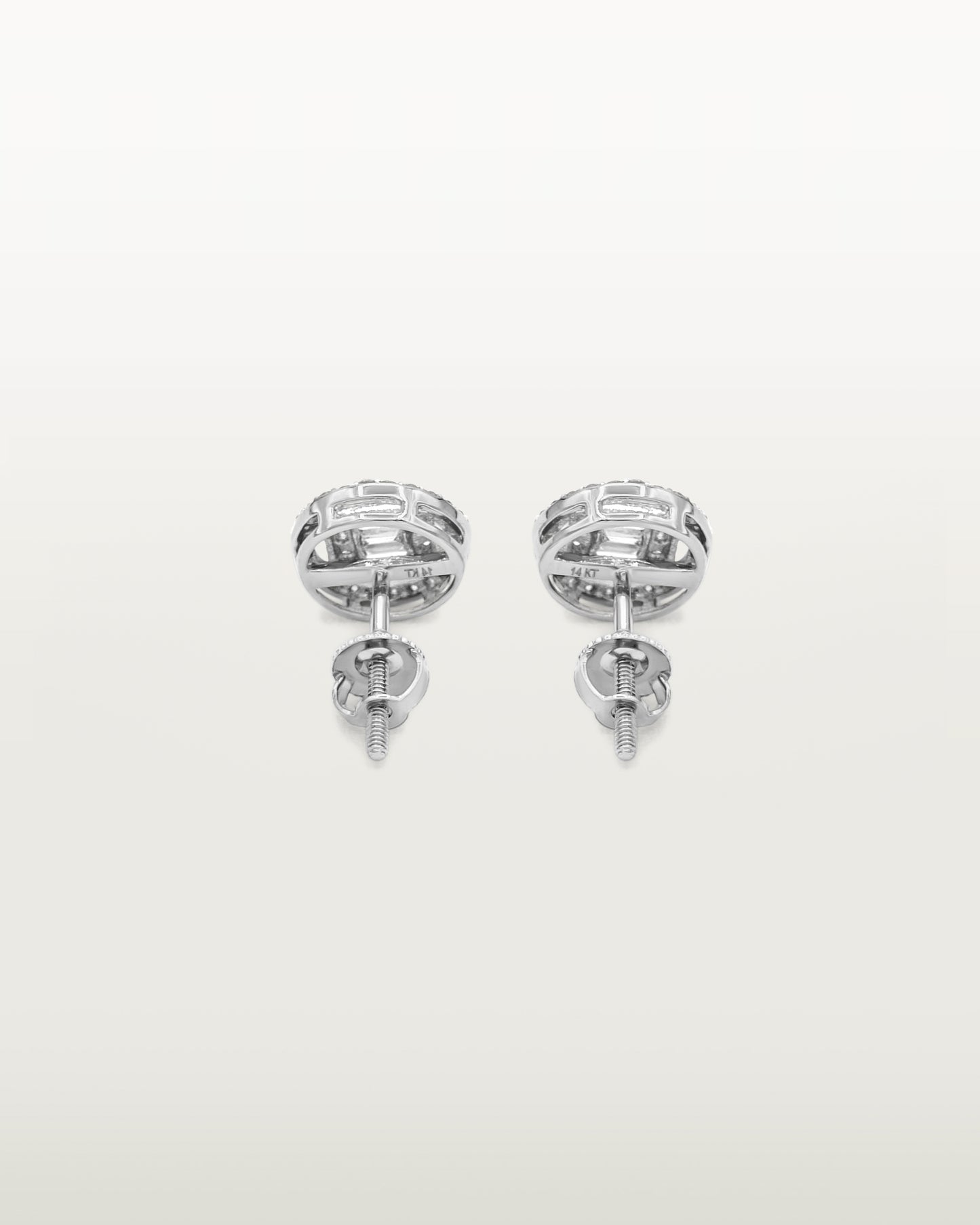 Luxe Baguette Halo Diamond Studs Earrings