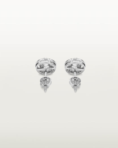 Luxe Baguette Halo Diamond Studs Earrings