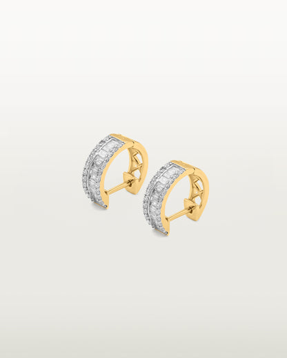 Elegant Diamond Baguette Hoops