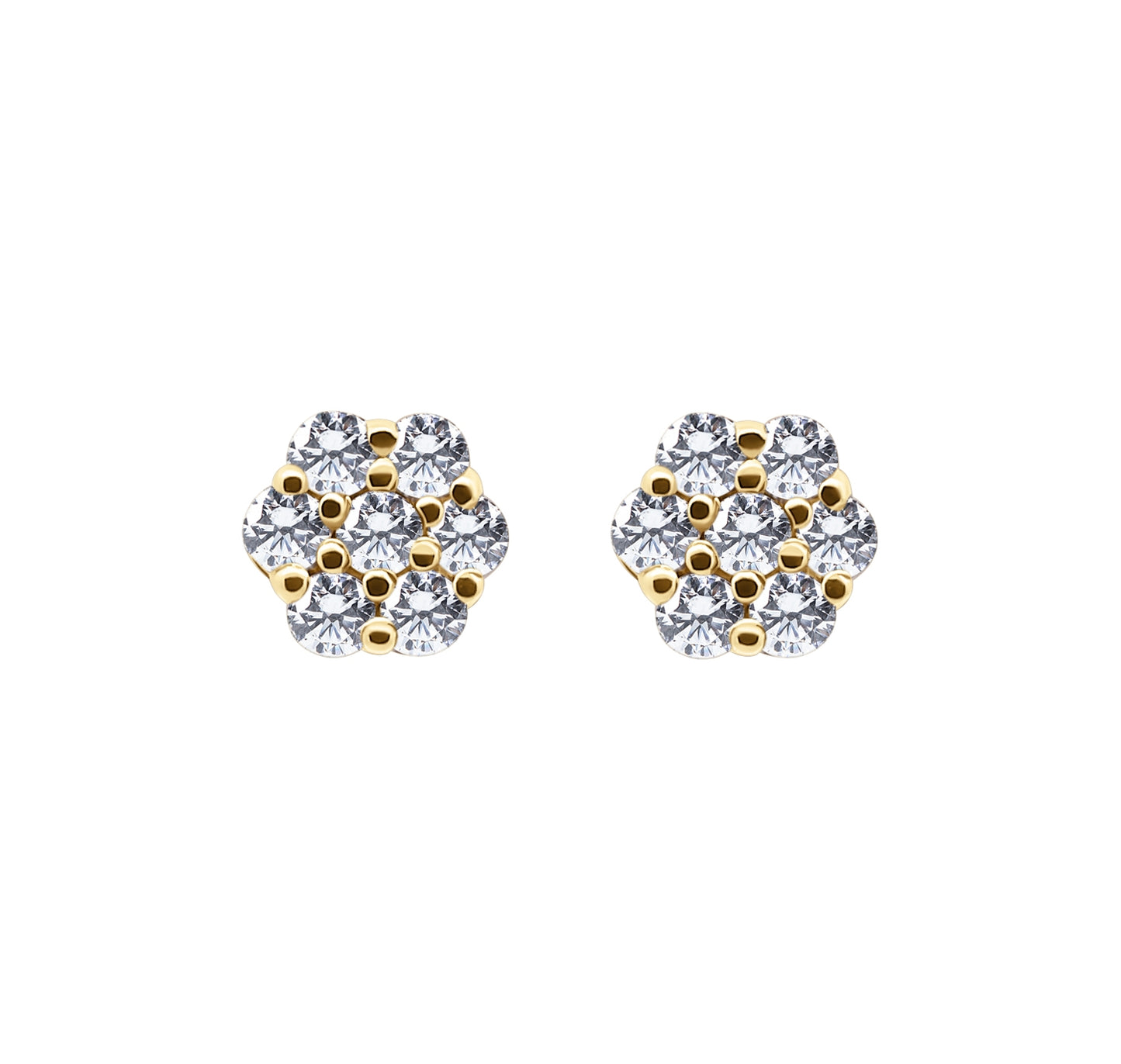 Gold Flower Set Earrings 0.94 CT