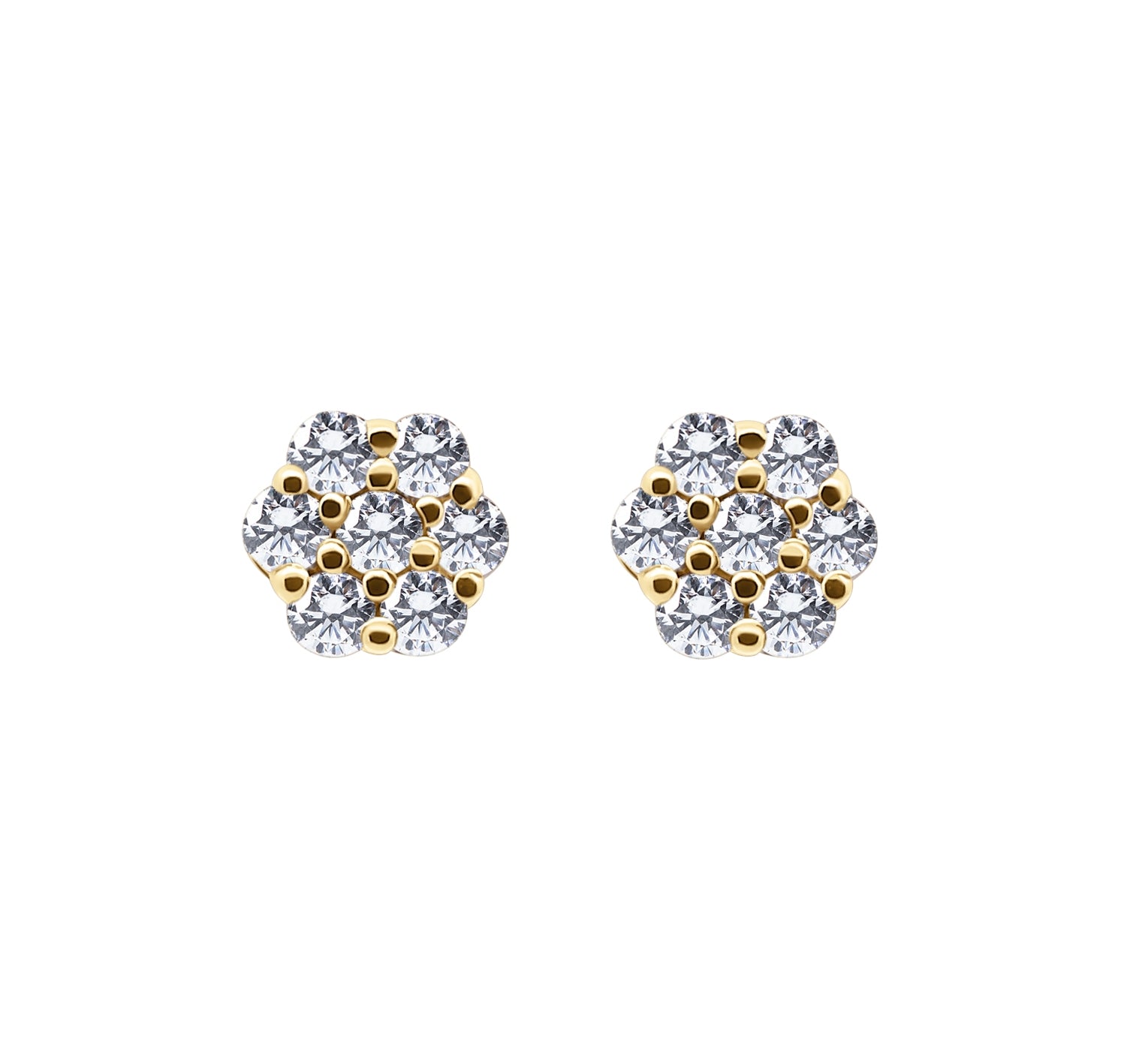 Gold Flower Set Earrings 0.94 CT