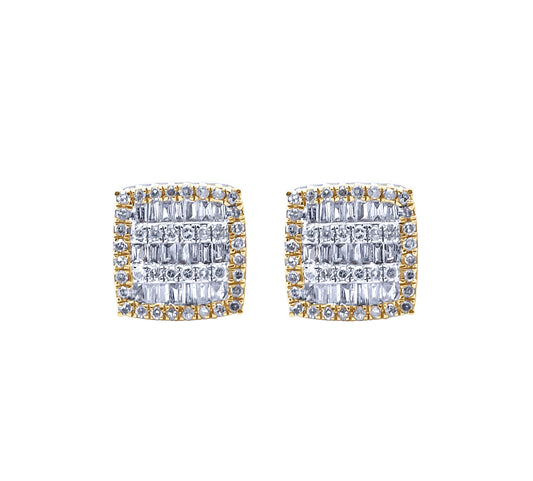 Two-Tone Square Baguette Earrings