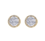 Two-Tone Circle Baguette Earrings