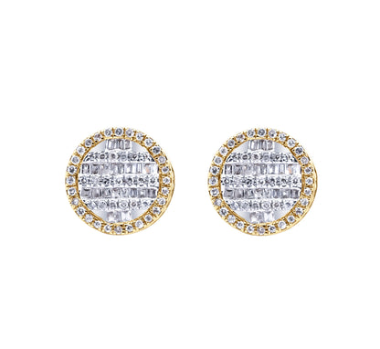 Two-Tone Circle Baguette Earrings