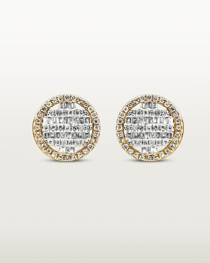 Two-Tone Circle Baguette Earrings