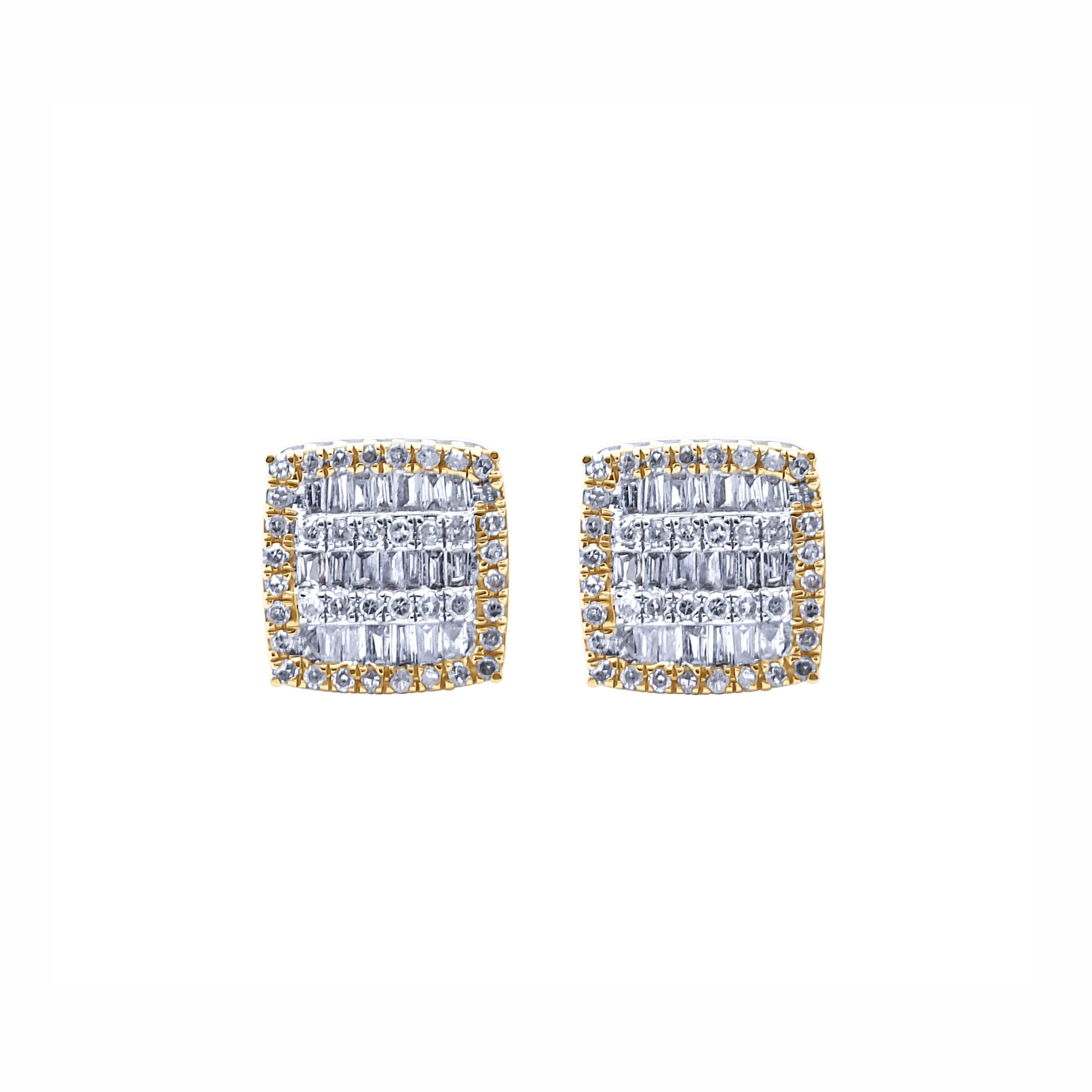 Two-Tone Square Baguette Earrings