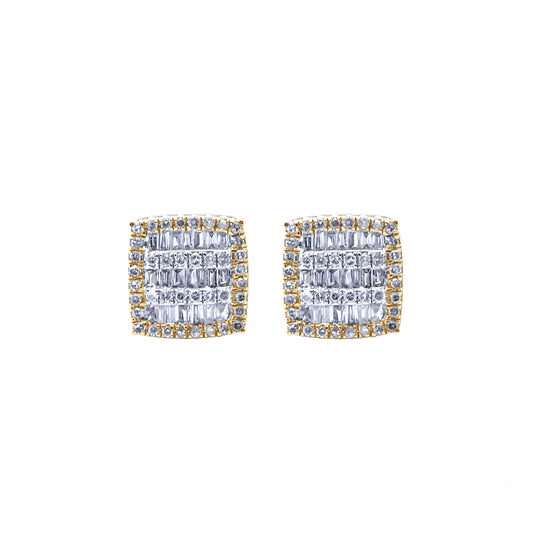 Two-Tone Square Baguette Earrings