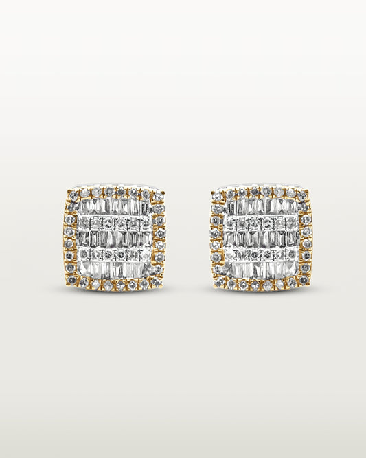 Two-Tone Square Baguette Earrings