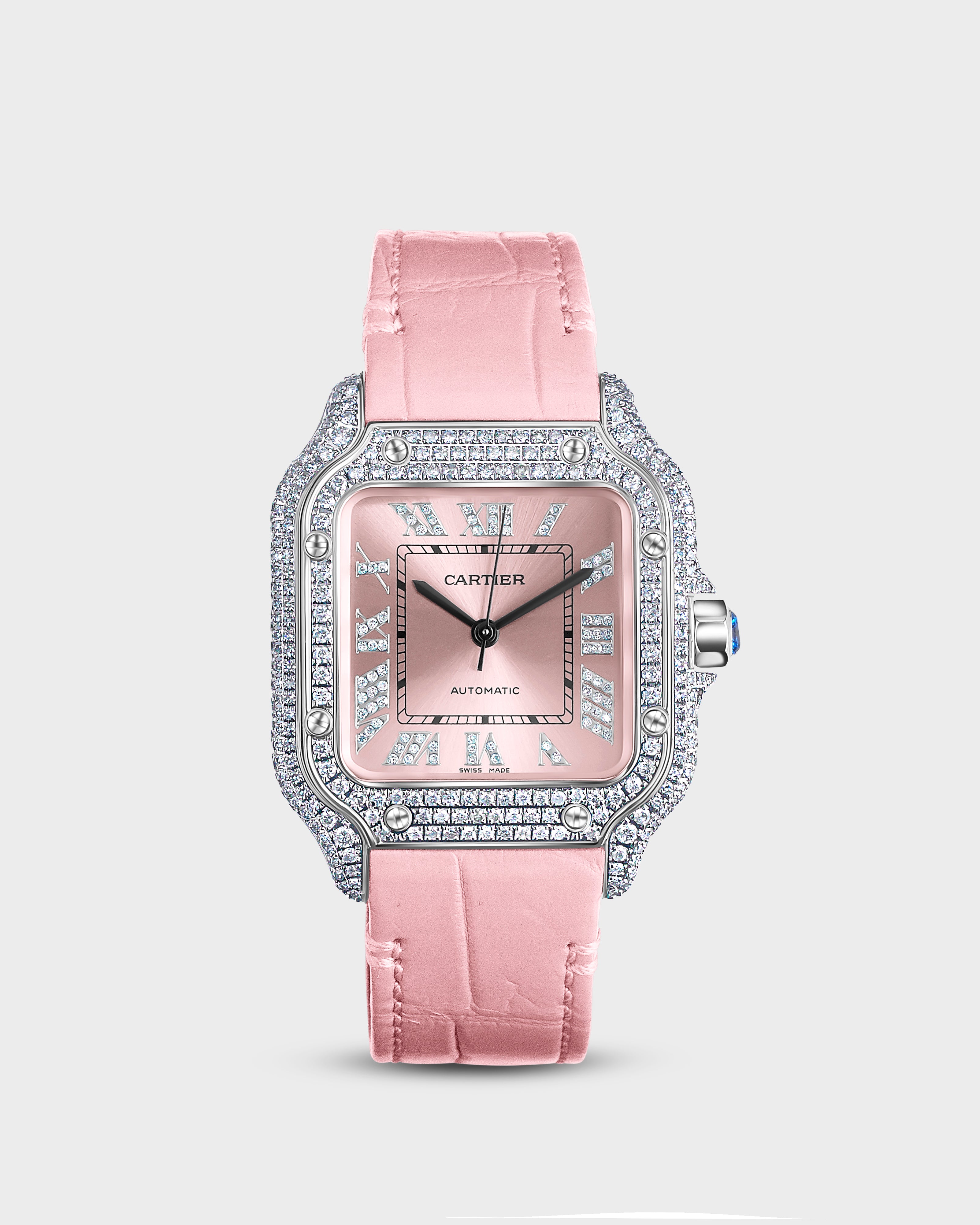 Cartier レクタングル時計 ピンクレザー 37mm Bussdown Pink Leather Band – Oscar Stone NYC - Grand Concourse