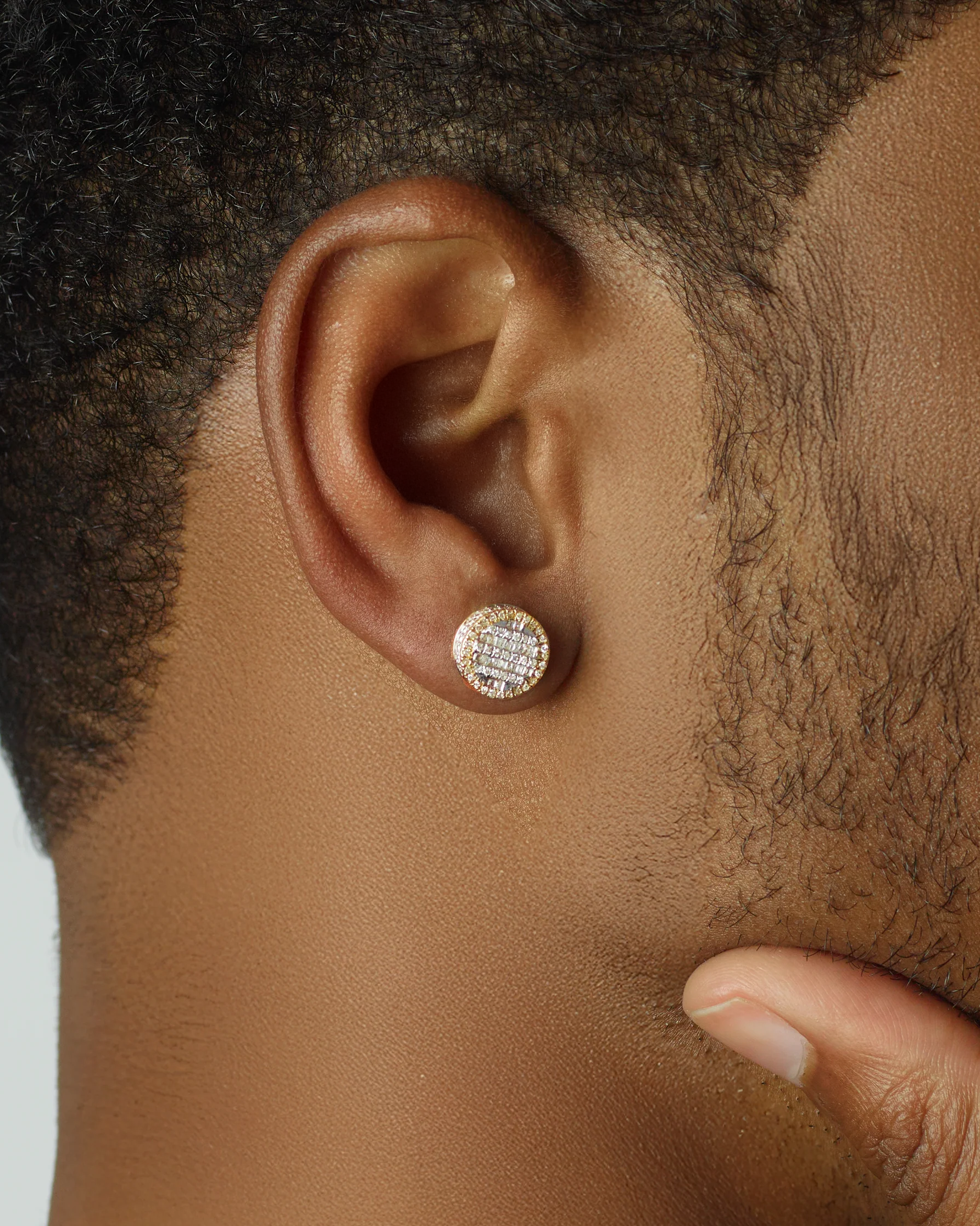 Oscar Circle Baguette Studs