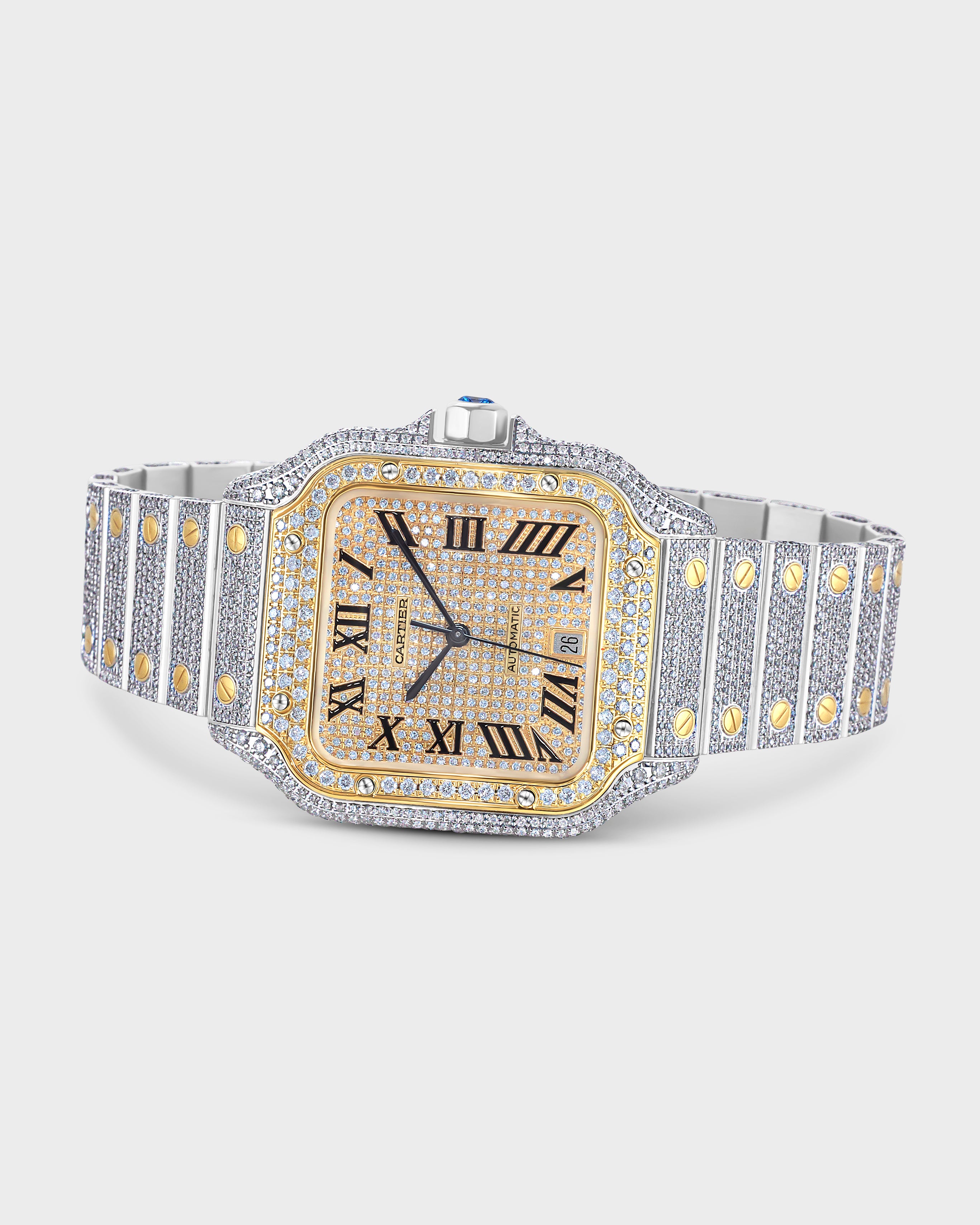 Yellow Cartier Santos – Fully Diamond Set