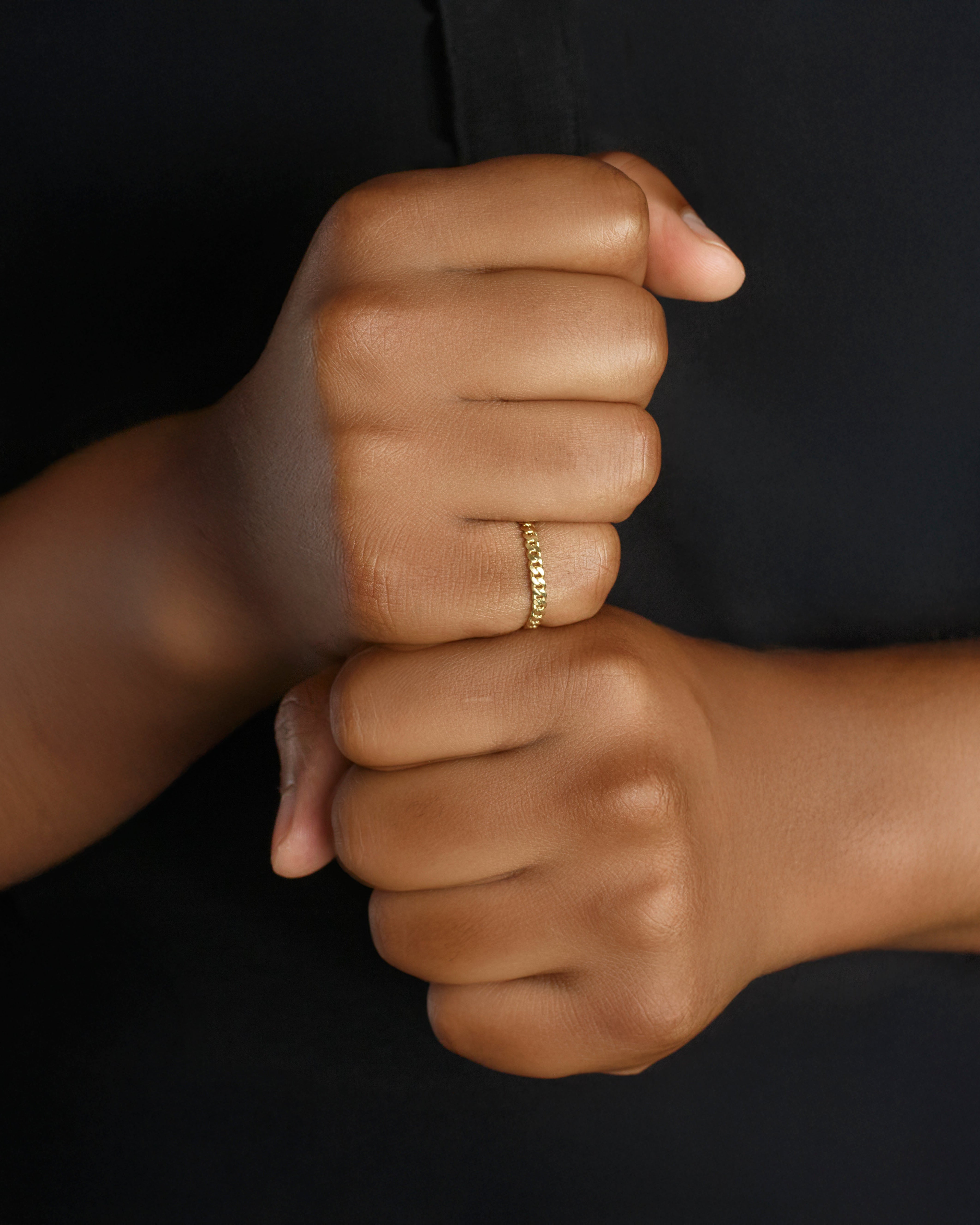 Anillo de oro con eslabones cubanos de Miami de 3 mm