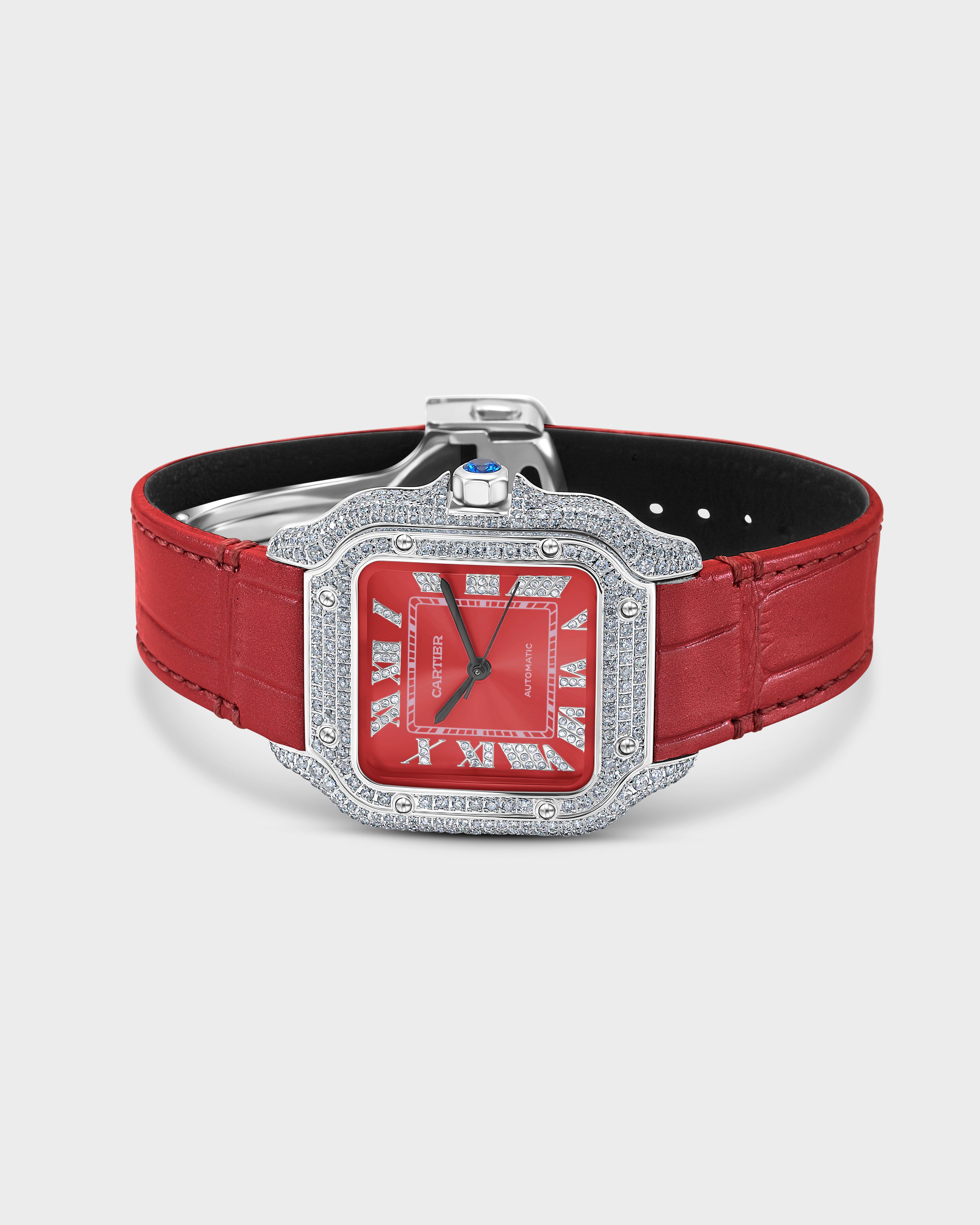 37mm Bussdown Red Leather Band