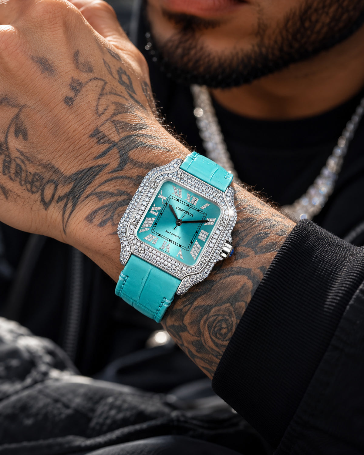 37mm Bussdown Blue Leather Band