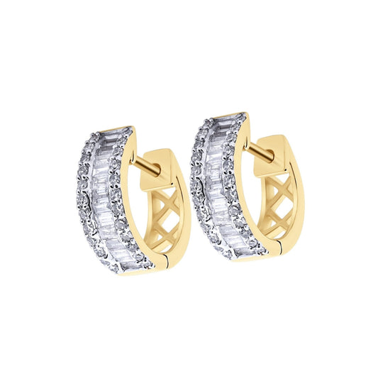 Iced Yellow Gold Hoop Earrings