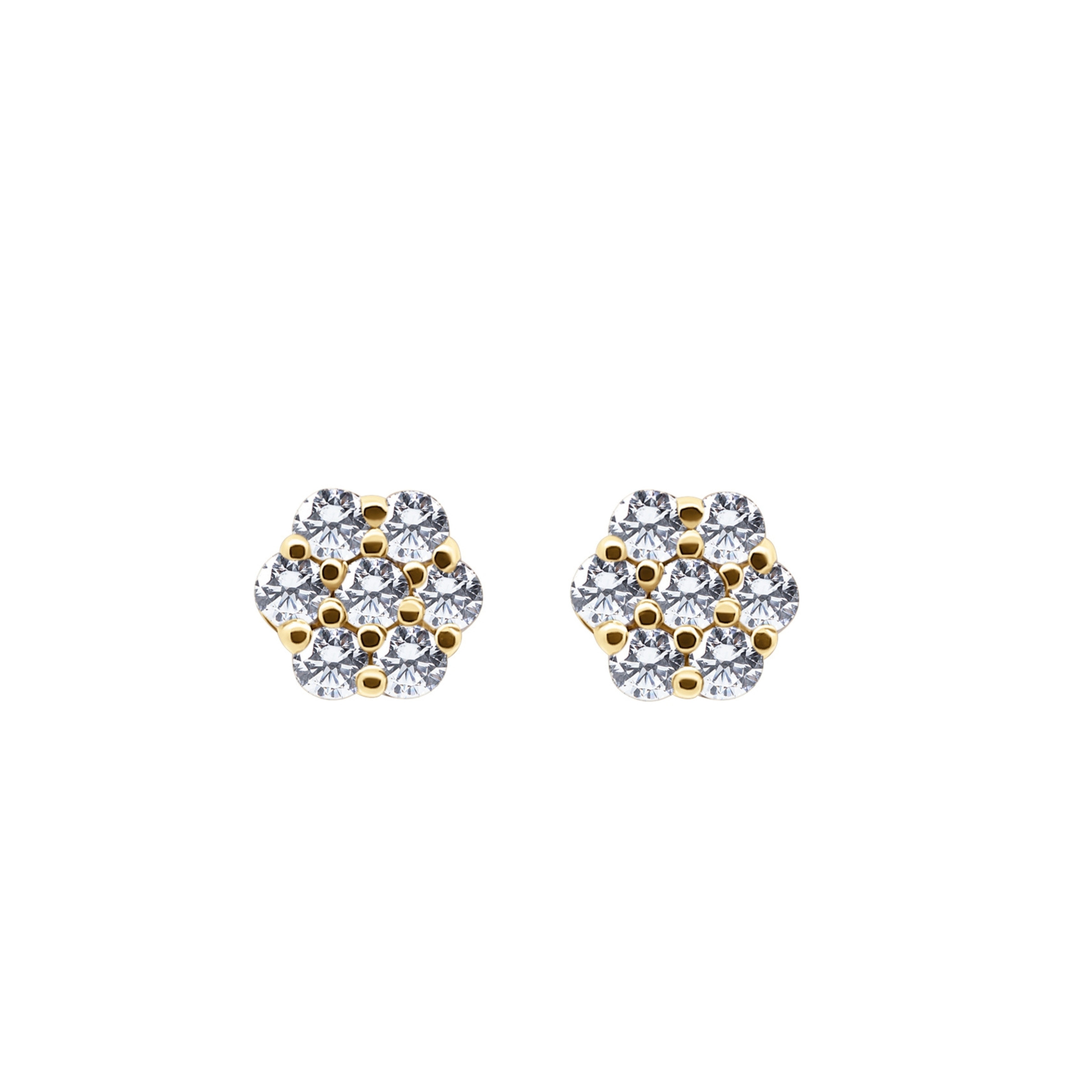 Gold Flower Set Earrings 0.24 CT