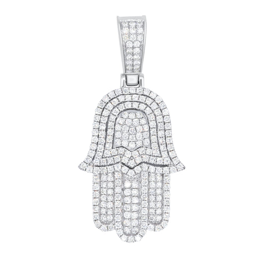 Iced Out Hamsa Hand Pendant