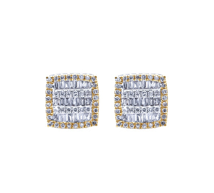 Two-Tone Square Baguette Earrings