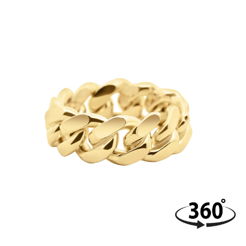 Gold Miami Cuban Link Ring 7mm