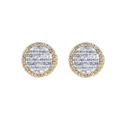 Two-Tone Circle Baguette Earrings