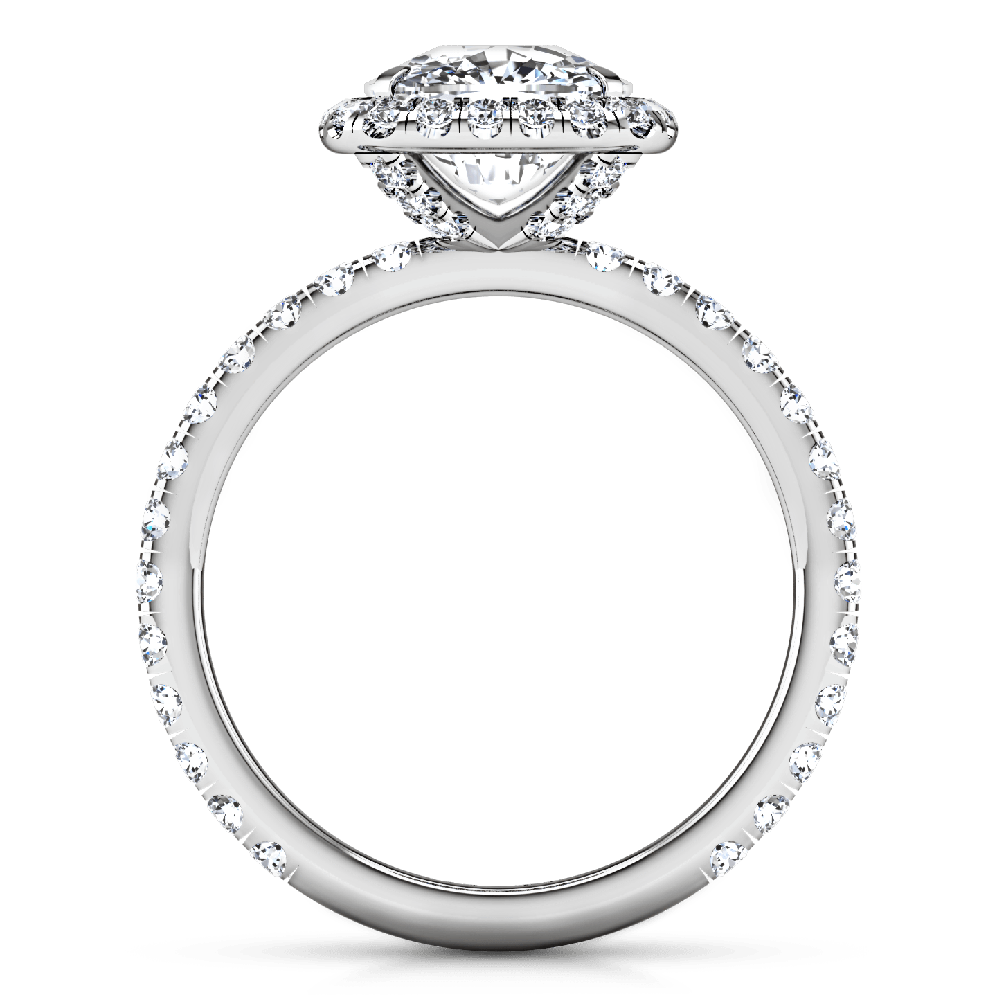 Halo Cushion Cut Diamond Engagement Ring Salice 14K White Gold engagement rings imaginediamonds 