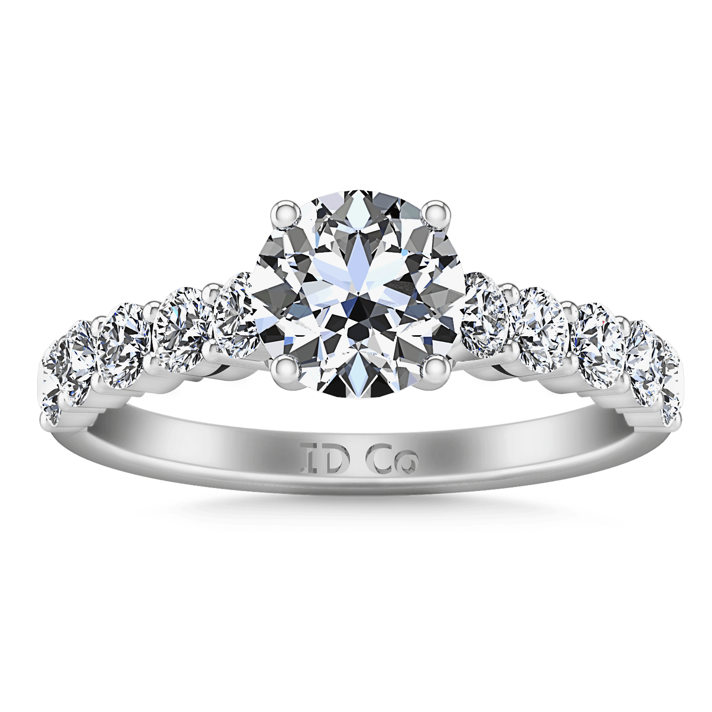 Round Diamond Pave Engagement Ring Grande 14K White Gold engagement rings imaginediamonds 