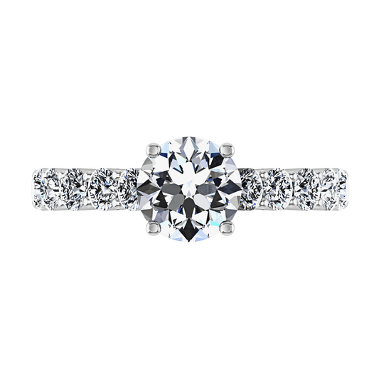 Round Diamond Pave Engagement Ring Grande 14K White Gold engagement rings imaginediamonds 